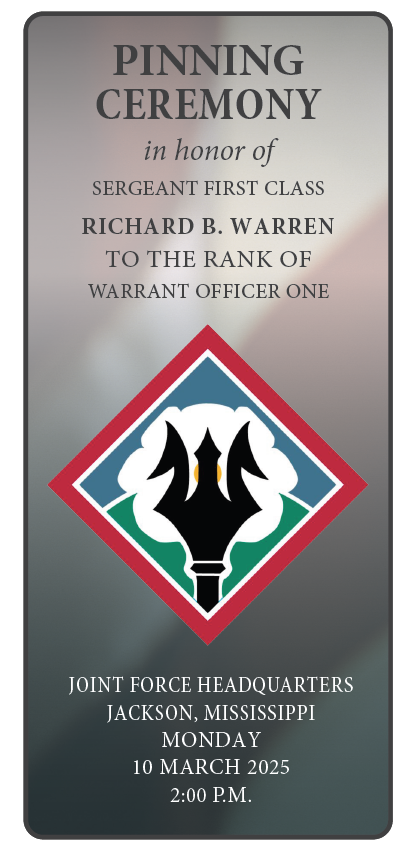 Pinning Ceremony in honor of WO1 Richard B. Warren