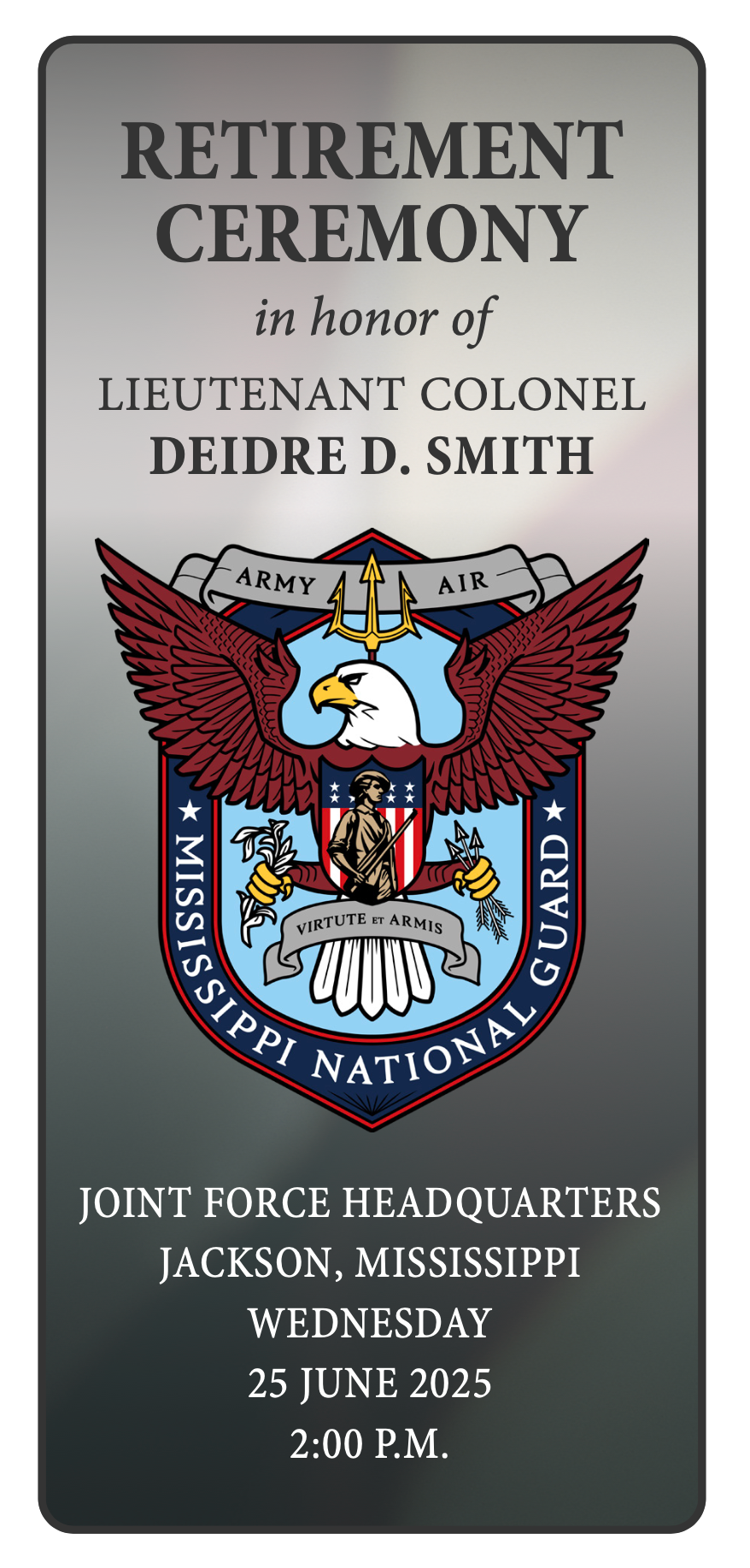 Retirement Ceremony in Honor of LTC Deidre D. Smith