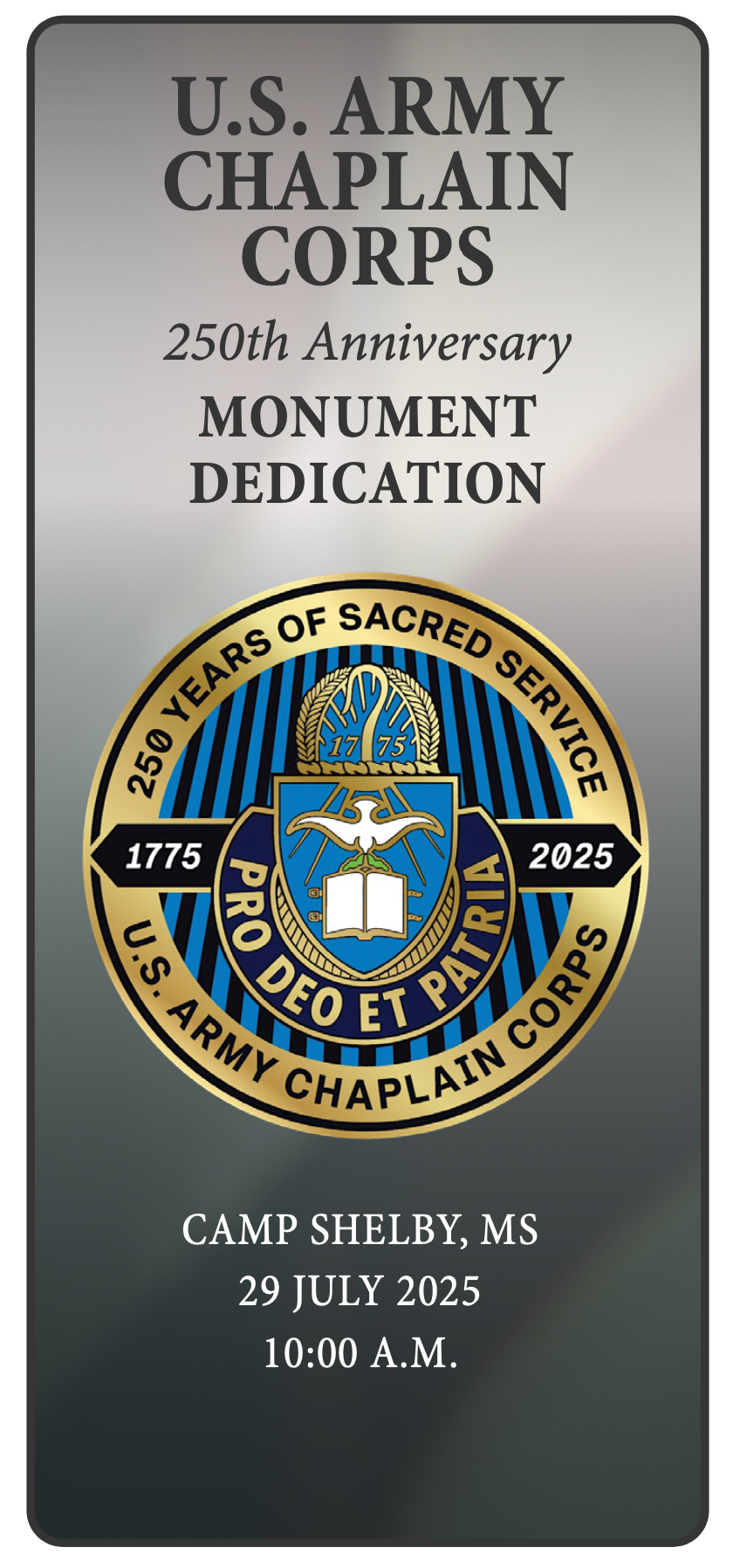 U.S. Army Chaplain Corps 250th Anniversary Monument Dedication Ceremony