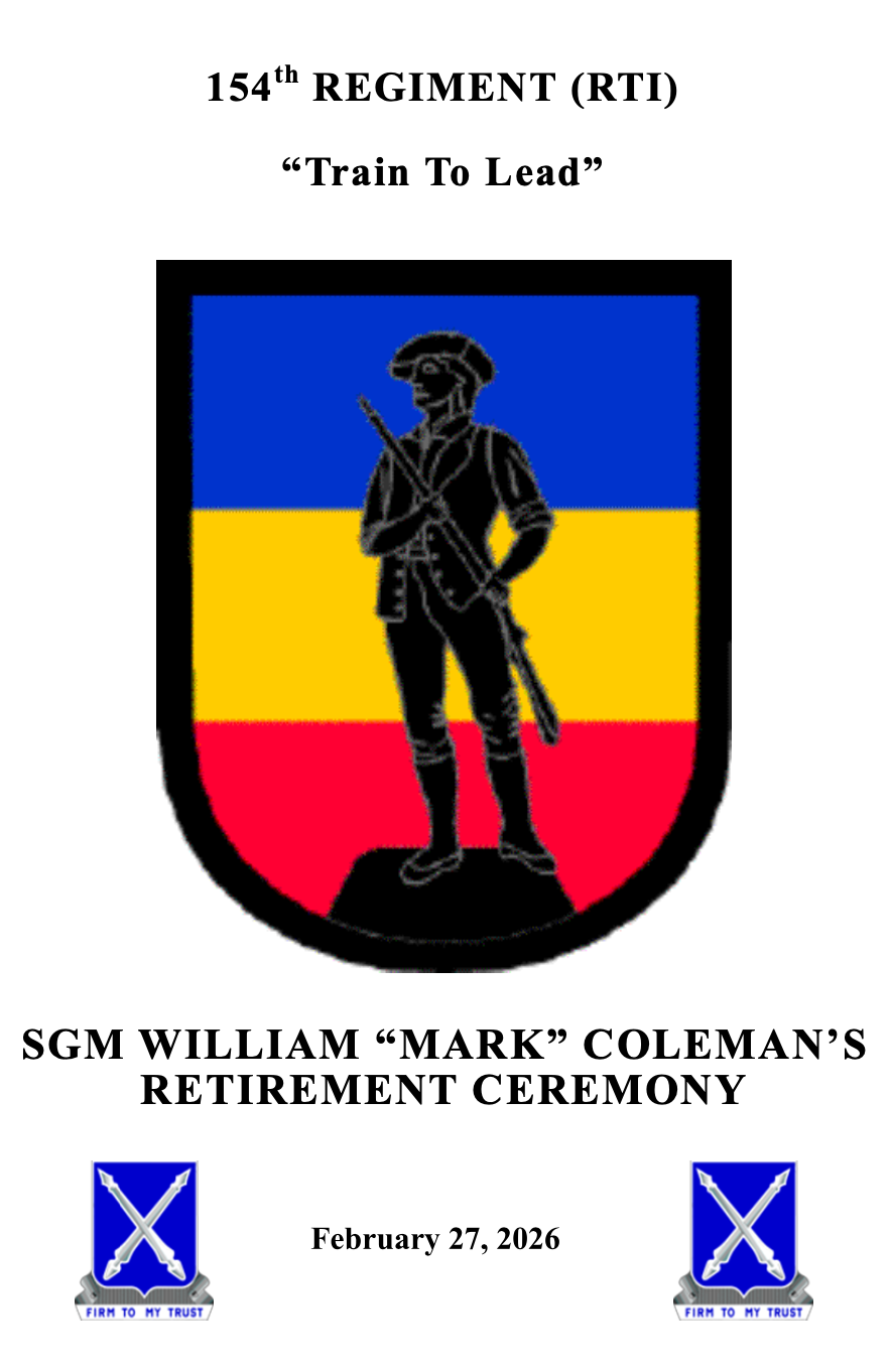 Retirement Ceremony honoring SGM William Mark Coleman, 27 February 2026 at Camp Shelby Joint Forces Training Center.